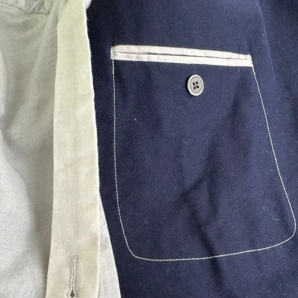 W.R.K. NY Blue 2‎ button blazer suede elbow patches Size 42